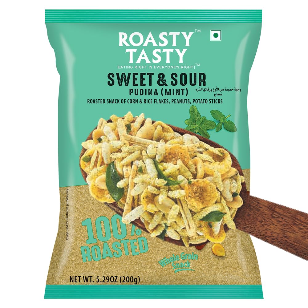 Roasty Tasty Roasted Sweet & Sour Mixture | Pudina | Healthy Snacks | Roasted Namkeen | Best Indian Tea Snack | Chivda | Namkeen Snacks | Diet Chiwda | Guilt Free | 200g